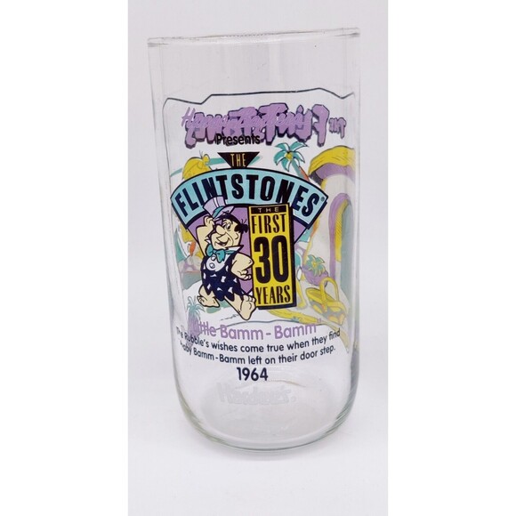 Vintage 1991 Hardees Flintstones The First 30 Years Glass Little Bamm-Bamm Anniv - Picture 6 of 12